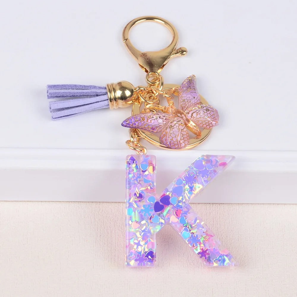 🔥Butterfly Letter Keychain Tassel Design Vibrant Durable Lightweight Gift